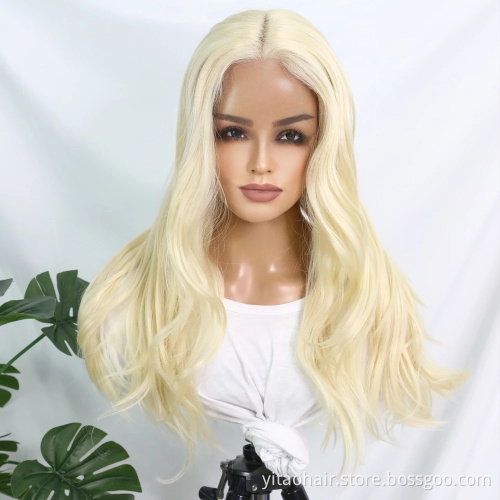 Wholesale price synthetic blonde 613 color  long wave hair wig deputy synthes tfnadvanced Lace front  wigs vendor